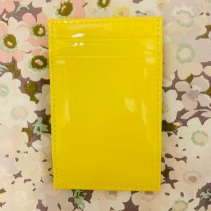JCrew Patent Leather Magic Wallet Bright Lemon and Gray NWT
